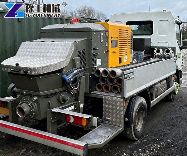 Concrete line pump truck foundation pouring