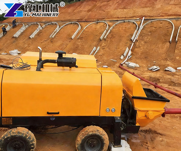 Diesel concrete pump remote job site