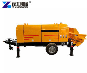 Diesel concrete trailer pump machine on site