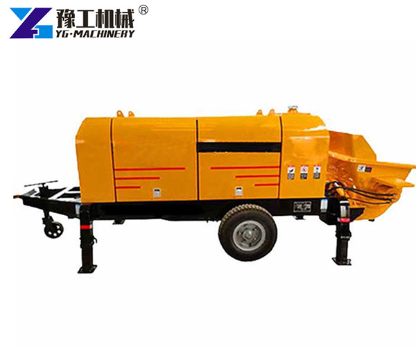 Diesel concrete trailer pump machine on site