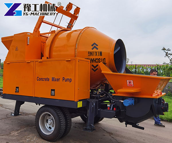 Diesel powered mobile concrete mixer pump