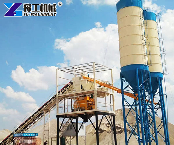 Industrial stationary concrete mixing plant