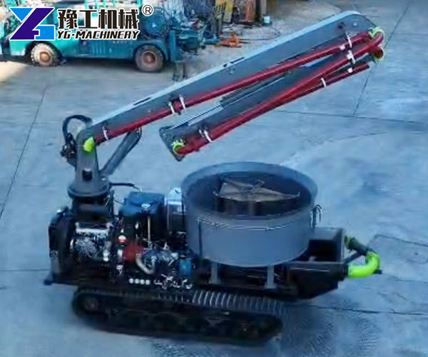 Mobile crawler concrete mixing pump