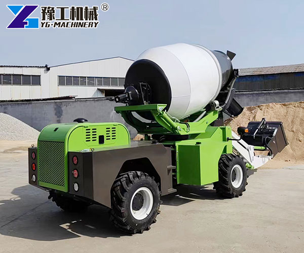 Self-loading concrete mixer for rural housing