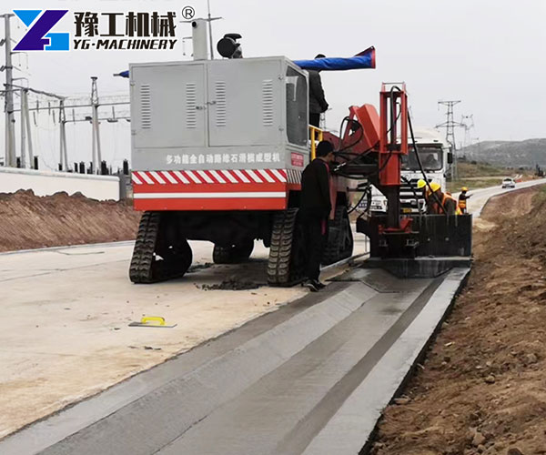 Slipform gutter machine for urban streets