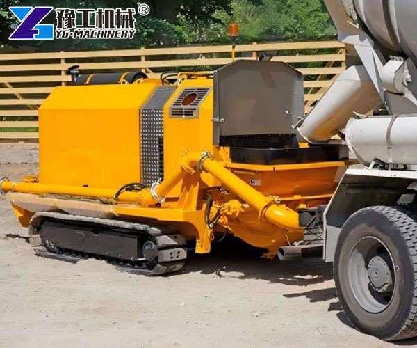 tracked concrete pump on construction site