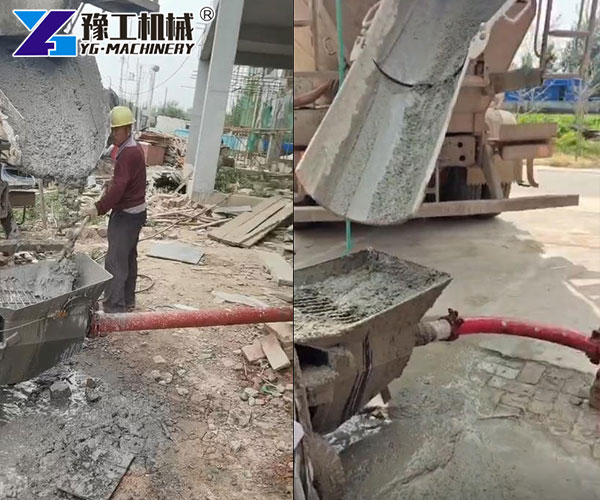 YG10 concrete trailer pump on site