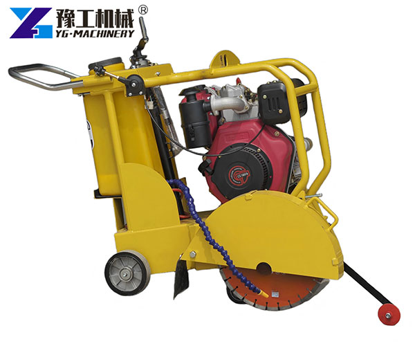 Concrete road cutter machine on site