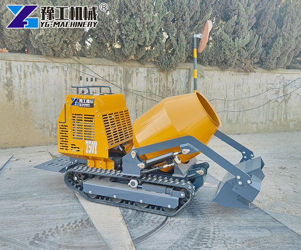 Crawler concrete mixer for narrow spaces