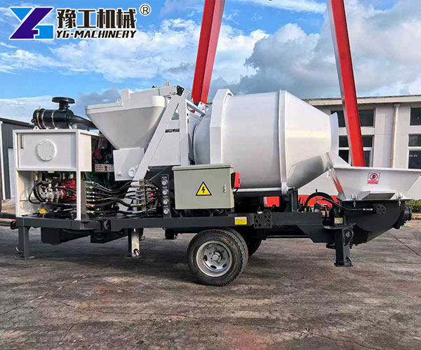 diesel concrete mixer pump on site