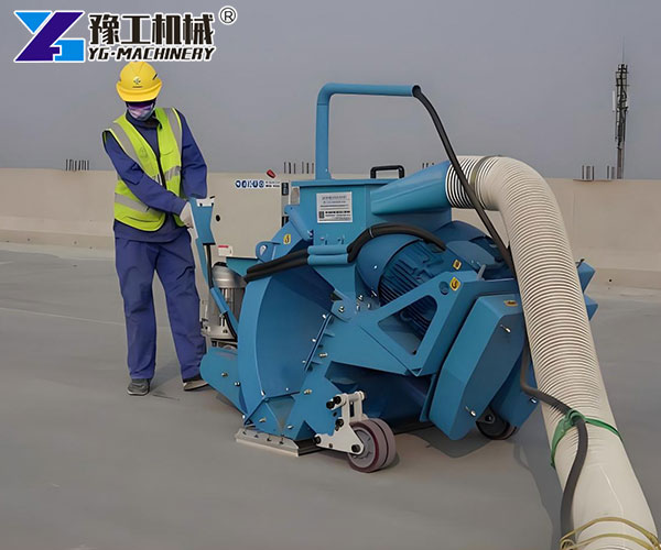 floor shot blaster working on the road