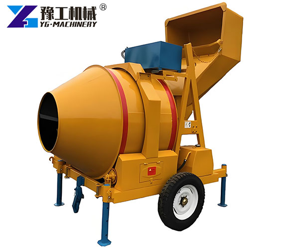 portable diesel concrete mixer on site
