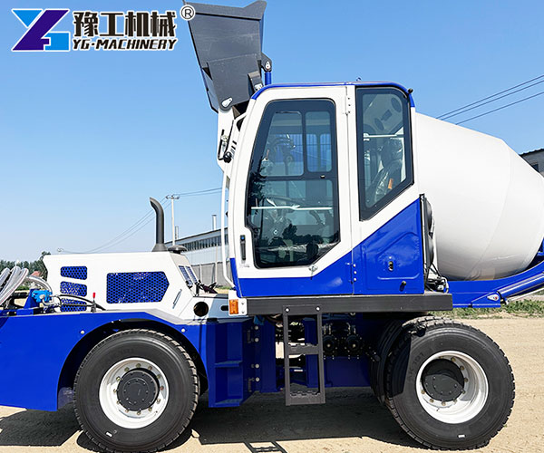 Self-Loading Concrete Mixer Truck on Site
