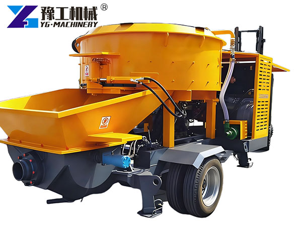 vertical shaft concrete mixer pump on site