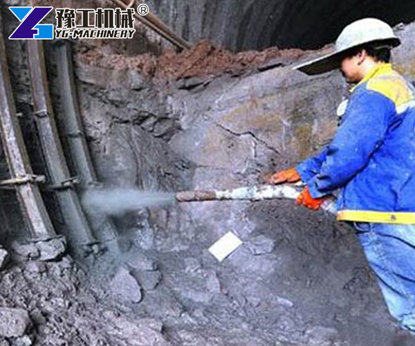 Wall plaster spraying machine is working